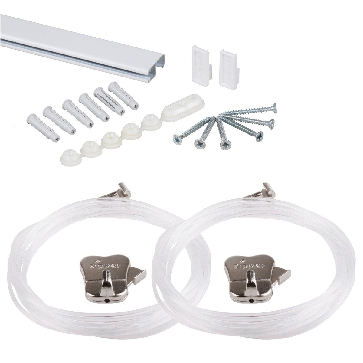 STAS cliprail pro white 59" | 150 cm - complete kit, including 2 clear cords 59" with STAS zipper - ?
