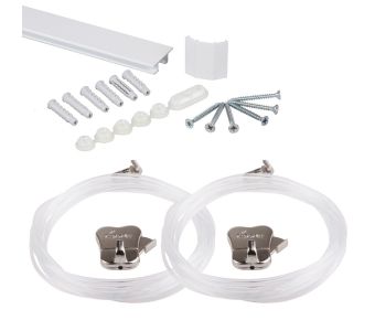 STAS cliprail max white 59" | 150 cm - complete kit, including 2 clear cords 59" with STAS zipper