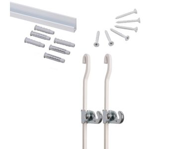 STAS j-rail max white 150 cm | 59" - complete kit, including 2 rods 4x4 white 59" with hook