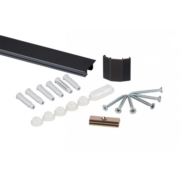 STAS cliprail max black 200cm 78.75 inch + installation kit 