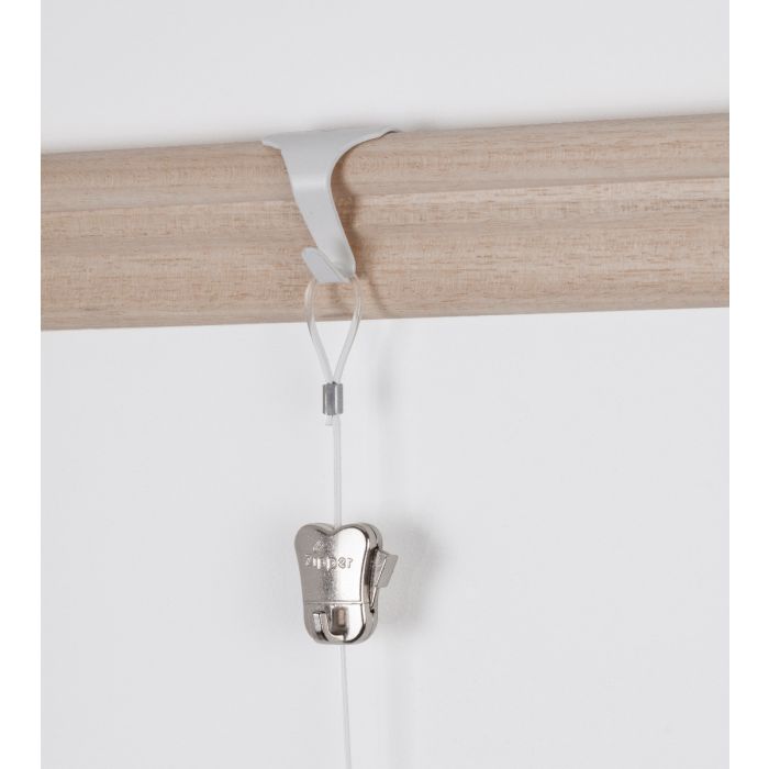 STAS moulding hook white + cord with loop and STAS zipper