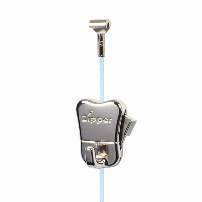 For loads up to 22 lbs: steel cable (white coating) + STAS zipper hook 